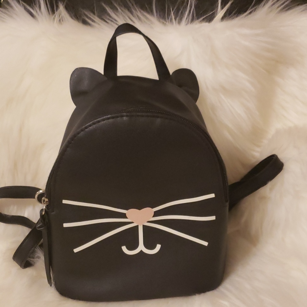 Faux-Leather Kitty Face Backpack